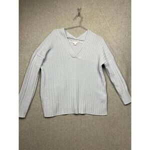 J. Jill Chenille Oversized Sweater V Neck Pullover Womens M Baby Blue Soft Cozy